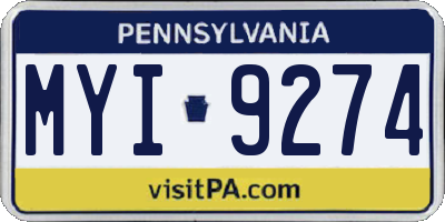 PA license plate MYI9274