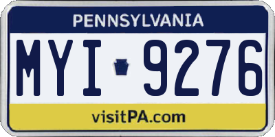 PA license plate MYI9276