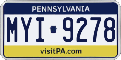 PA license plate MYI9278