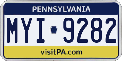 PA license plate MYI9282