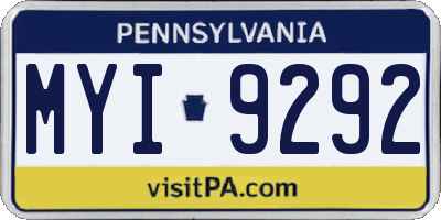 PA license plate MYI9292