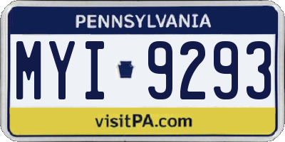PA license plate MYI9293