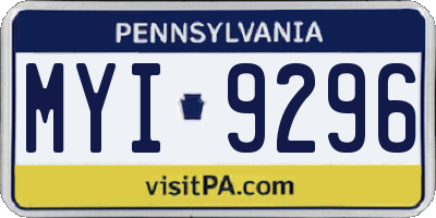PA license plate MYI9296