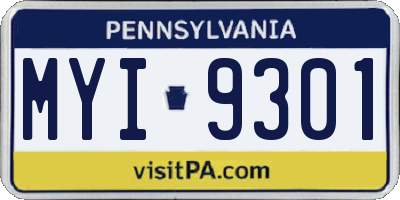 PA license plate MYI9301