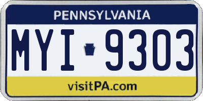 PA license plate MYI9303