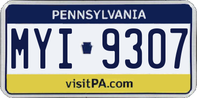 PA license plate MYI9307