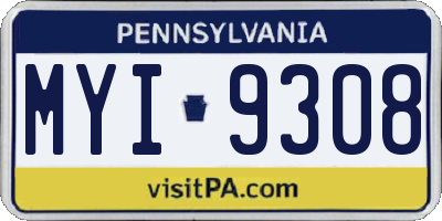 PA license plate MYI9308
