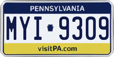 PA license plate MYI9309