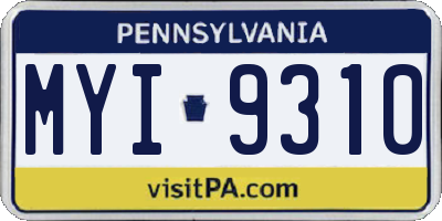 PA license plate MYI9310