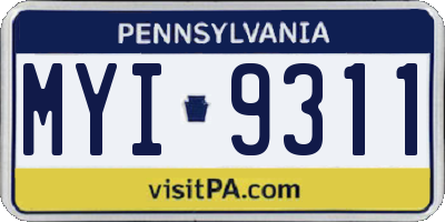 PA license plate MYI9311