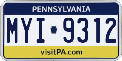 PA license plate MYI9312