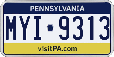 PA license plate MYI9313