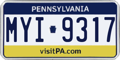 PA license plate MYI9317