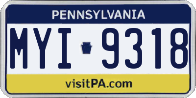 PA license plate MYI9318