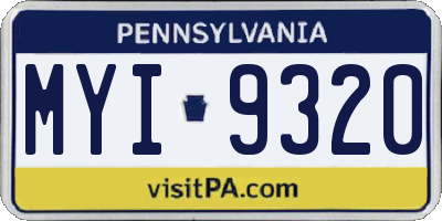 PA license plate MYI9320
