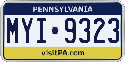 PA license plate MYI9323