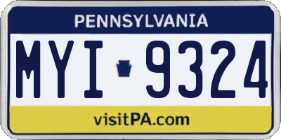 PA license plate MYI9324