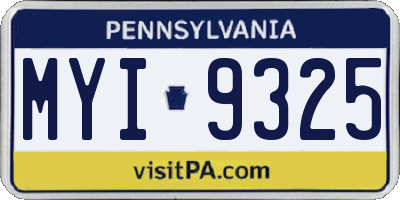 PA license plate MYI9325