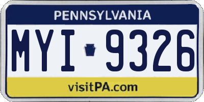 PA license plate MYI9326