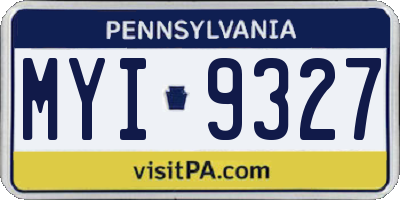 PA license plate MYI9327