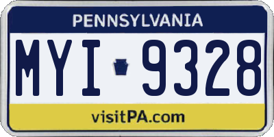 PA license plate MYI9328