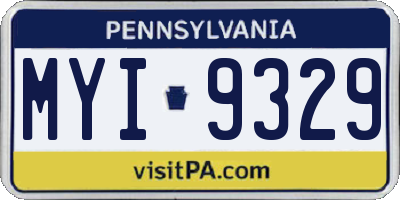 PA license plate MYI9329