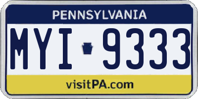PA license plate MYI9333