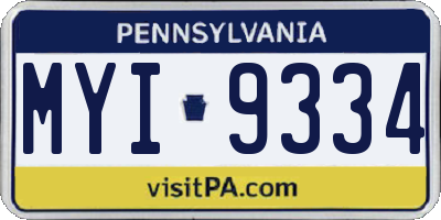 PA license plate MYI9334