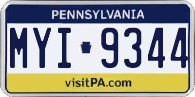 PA license plate MYI9344