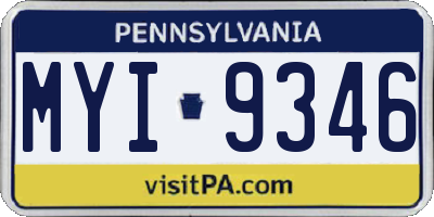 PA license plate MYI9346