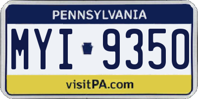 PA license plate MYI9350