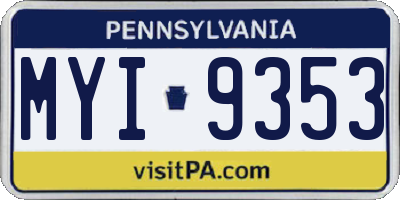 PA license plate MYI9353