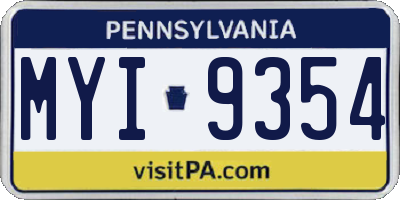 PA license plate MYI9354