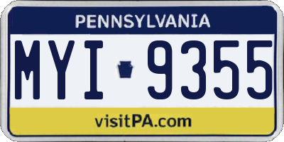 PA license plate MYI9355