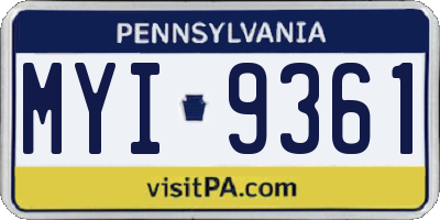 PA license plate MYI9361