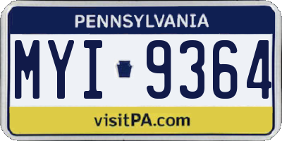PA license plate MYI9364