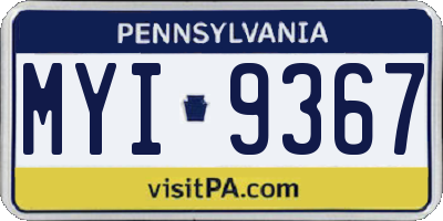 PA license plate MYI9367