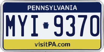 PA license plate MYI9370