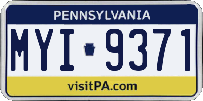 PA license plate MYI9371