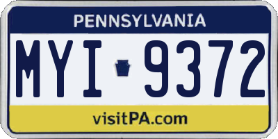 PA license plate MYI9372