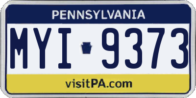 PA license plate MYI9373