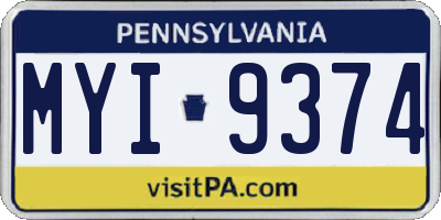 PA license plate MYI9374