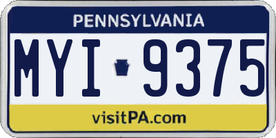 PA license plate MYI9375