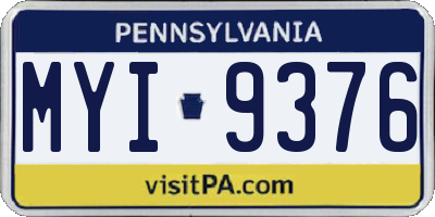 PA license plate MYI9376