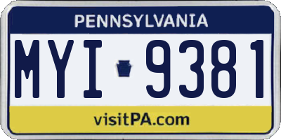 PA license plate MYI9381
