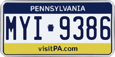 PA license plate MYI9386