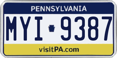 PA license plate MYI9387
