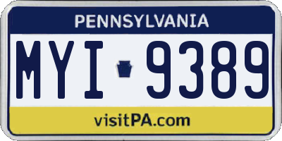 PA license plate MYI9389