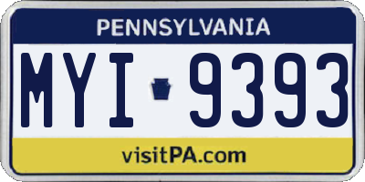 PA license plate MYI9393