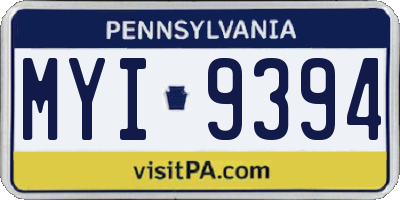 PA license plate MYI9394